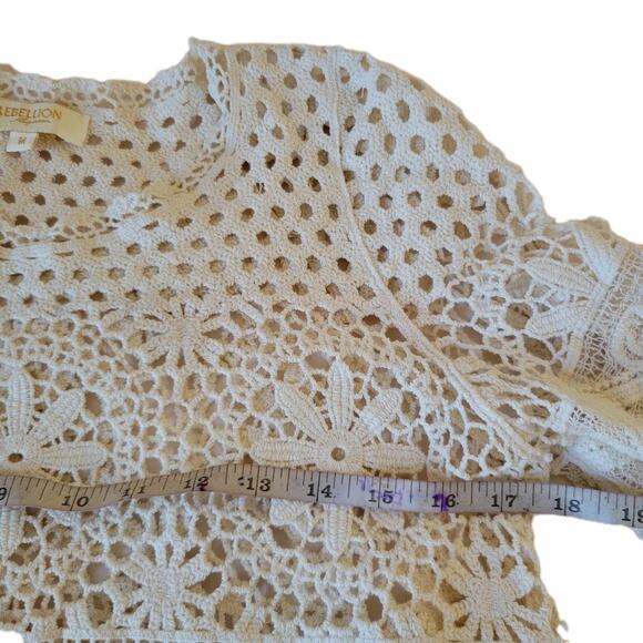 Rebellion Crochet Cotton Top Coastal Boho Romantic Festival Cottagecore Med - Picture 15 of 16